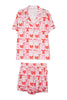 Pink & Red Coquette Bows PJ Shorts Set For Women