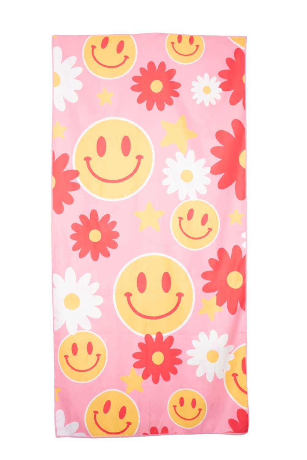 Red Flower Happy Face Quick Dry Reversible Beach Towels