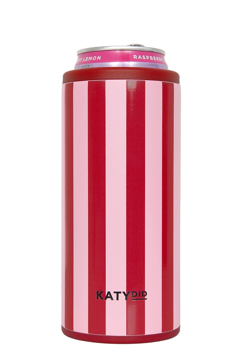 Pink and Wine Striped 12 Oz Can Cooler