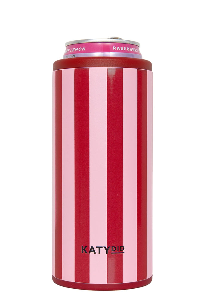 Pink and Wine Striped 12 Oz Can Cooler