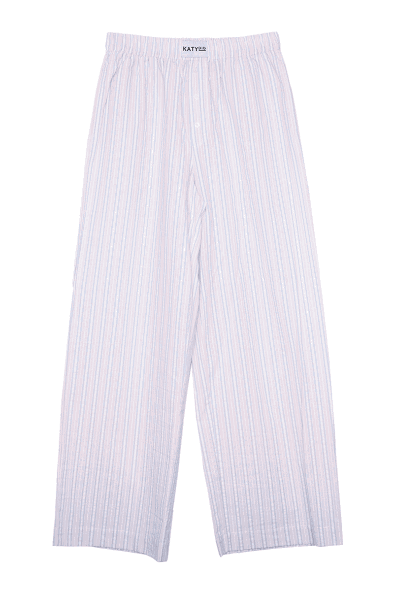 Light Pink and Blue Striped Casual Boxer Pants - Katydid.com