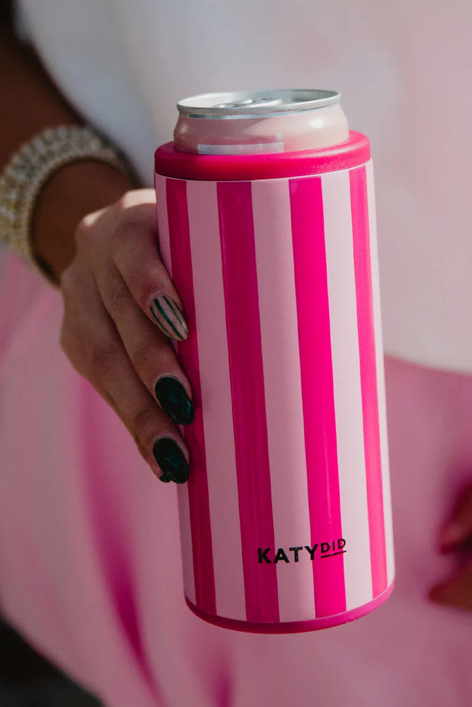 Pink and Hot Pink Striped Slim Can Cooler - Katydid.com