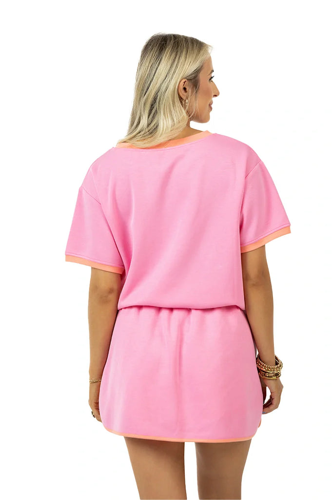 Pink and Orange Contrast Cute Matching Skirt Set - Katydid.com