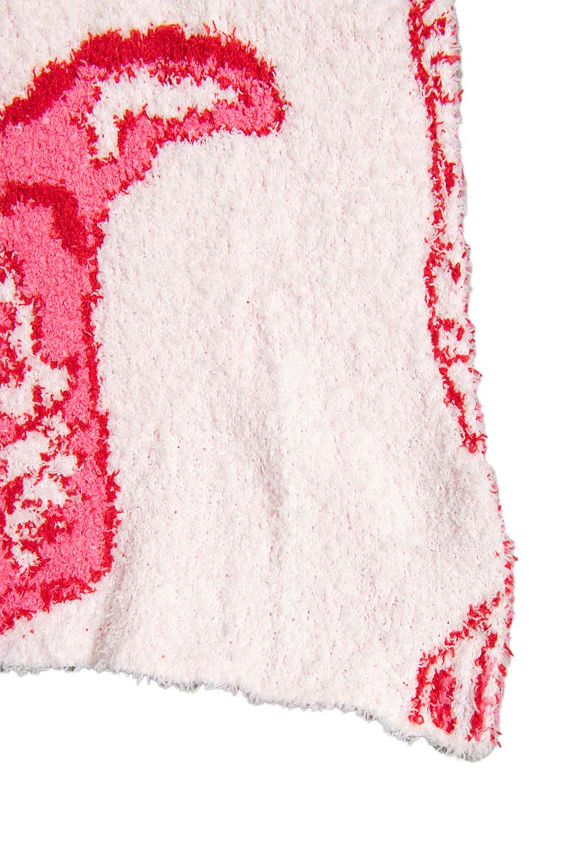 Light Pink Western Boots Comfy Throw Blanket