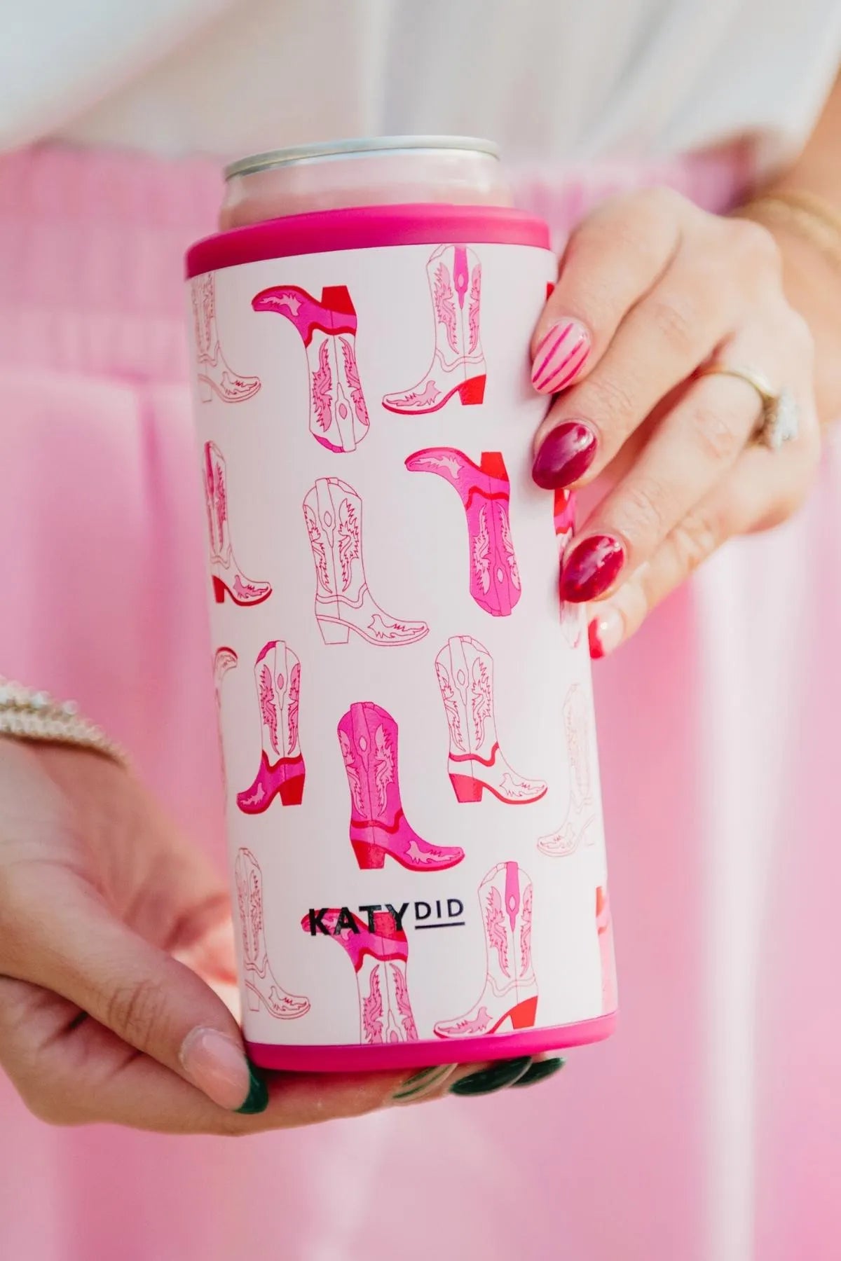 Light Pink Western Boots Slim Can Insulator