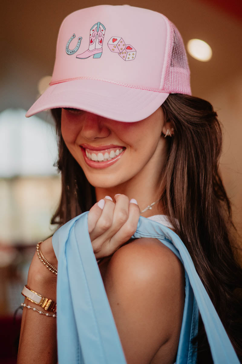 Cowgirl Boot Horseshoe and Dice Foam Hat