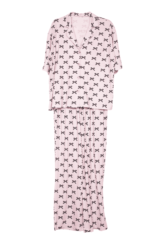 Black & Pink Mini Coquette Bows Matching Pajama Pants Set