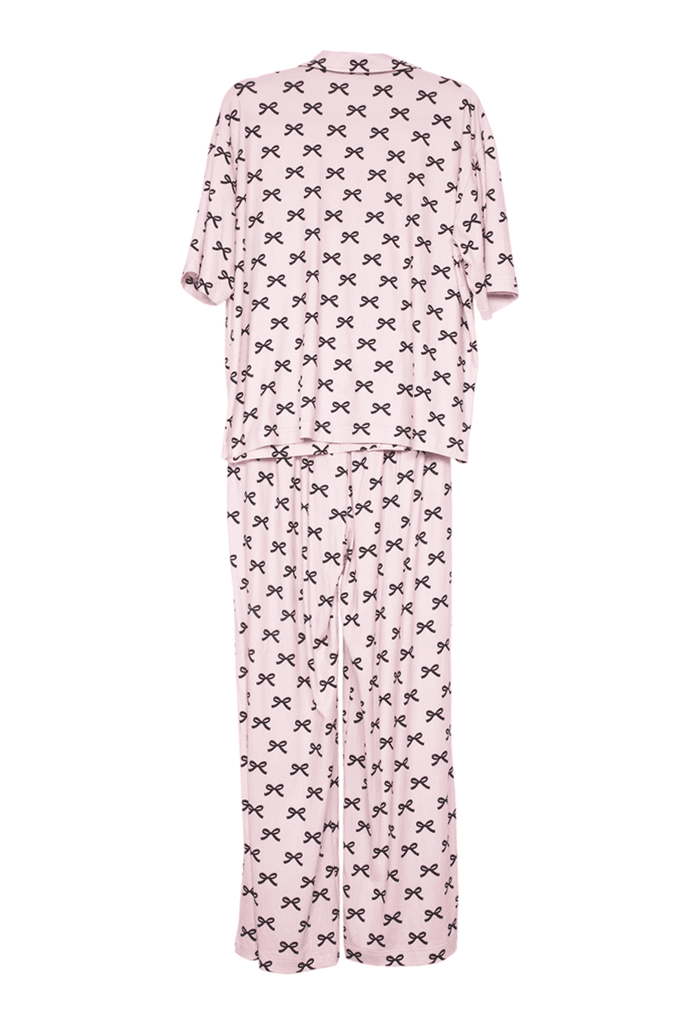 Black & Pink Mini Coquette Bows Matching Pajama Pants Set