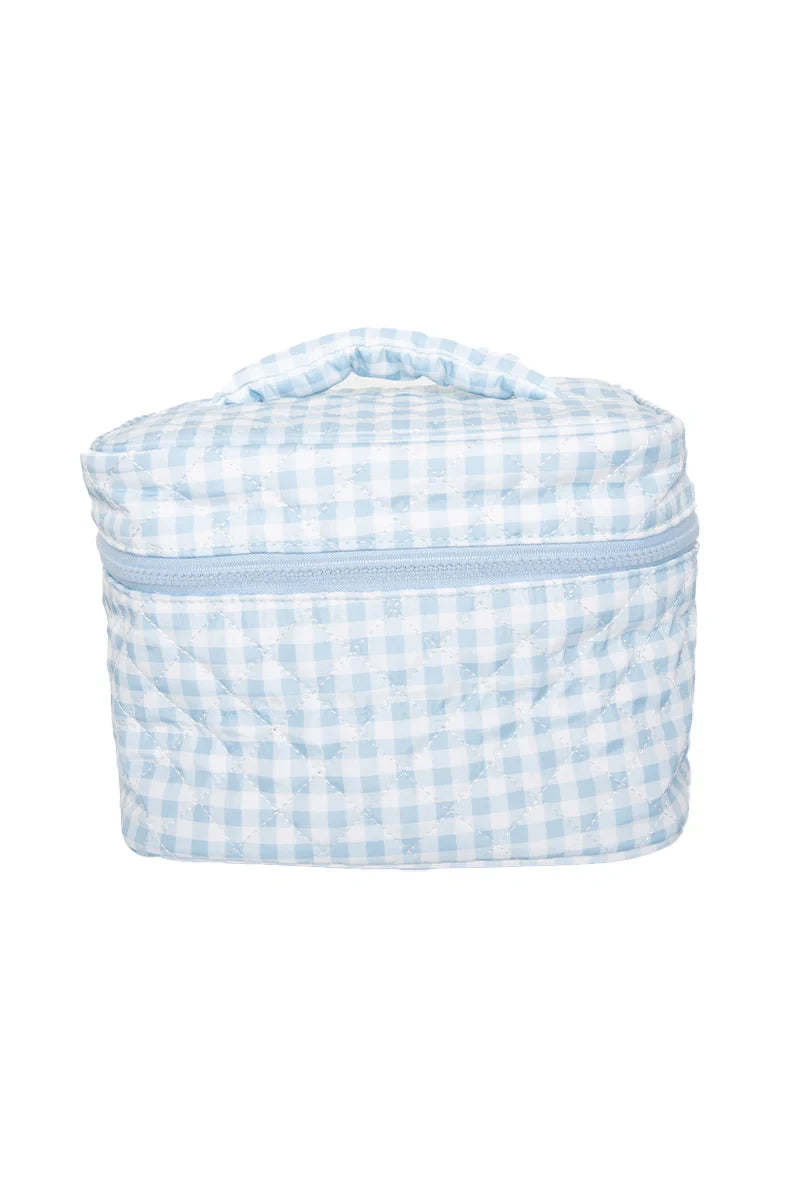 Light Blue Plaid Make Up Bag for Travel - Katydid.com