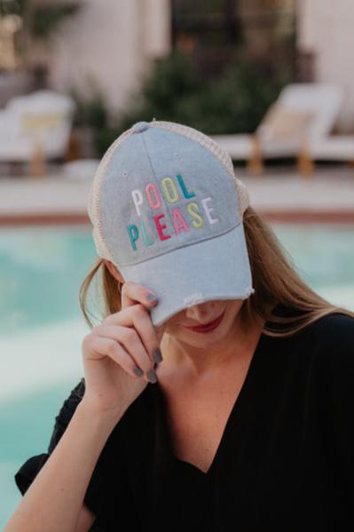 Pool Please Women's Denim Trucker Hats