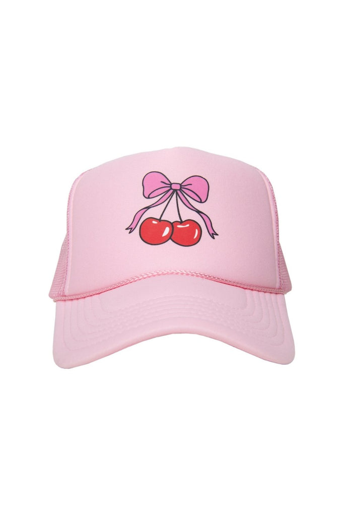 Cherry Bow Foam Mesh Hat