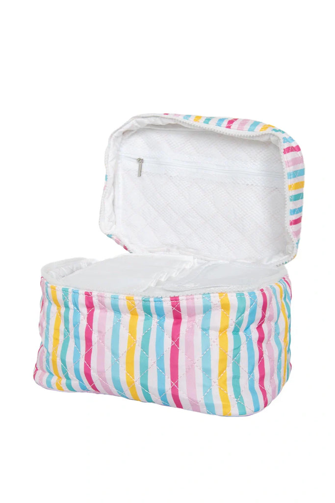 Multicolored Stripes Quilted Make Up Bag - Katydid.com