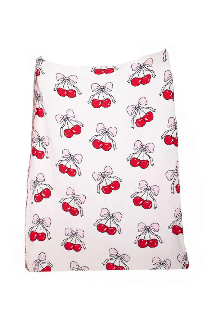 Cherry Bows All Over Throw Blanket