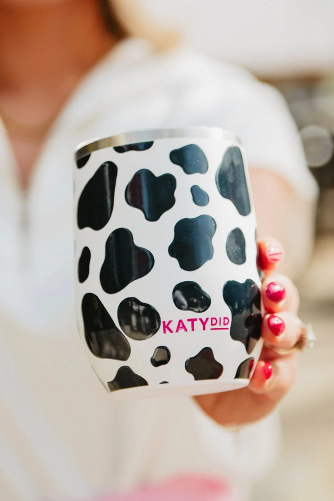 Cow Print Wine Tumbler Cup With Lid
