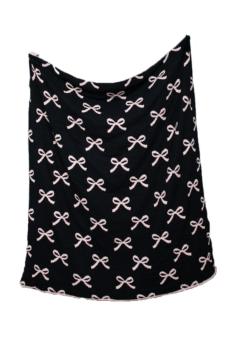 Mini Black Bows Double Sided Knit Blanket