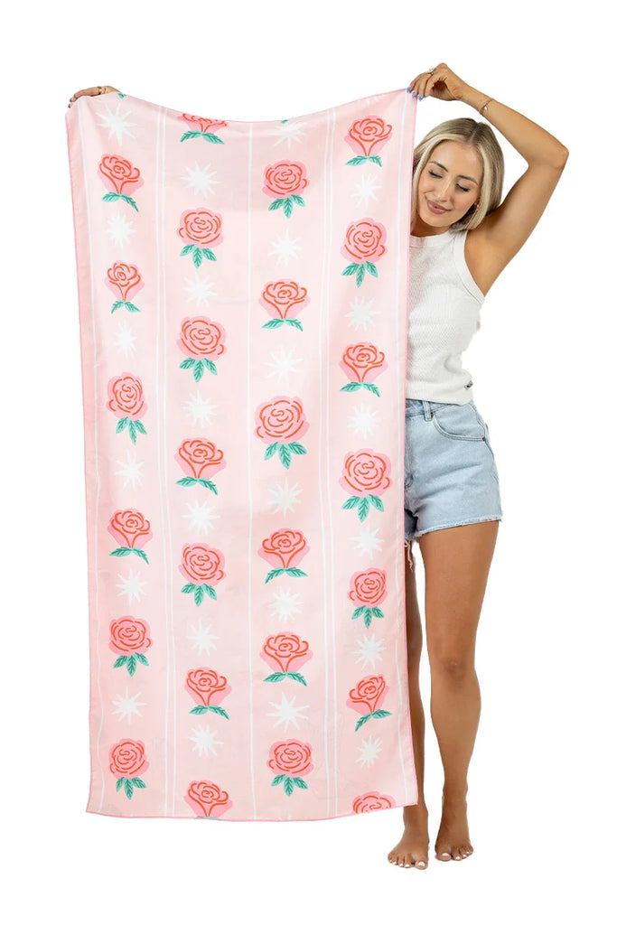 Boots and Flowers Reversible Travel Size Towel - Katydid.com