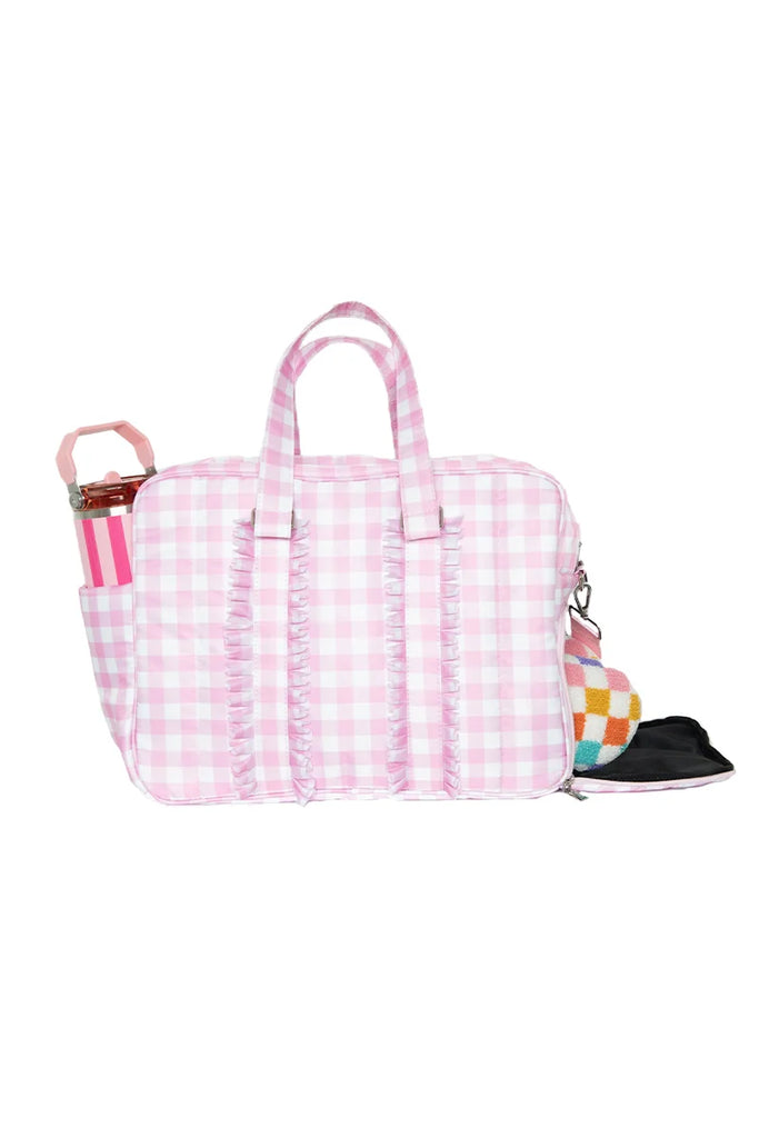 Light Pink Plaid Ruffle Overnight Bag - Katydid.com