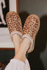 Leopard Print Embroidered Slip-On House Shoes