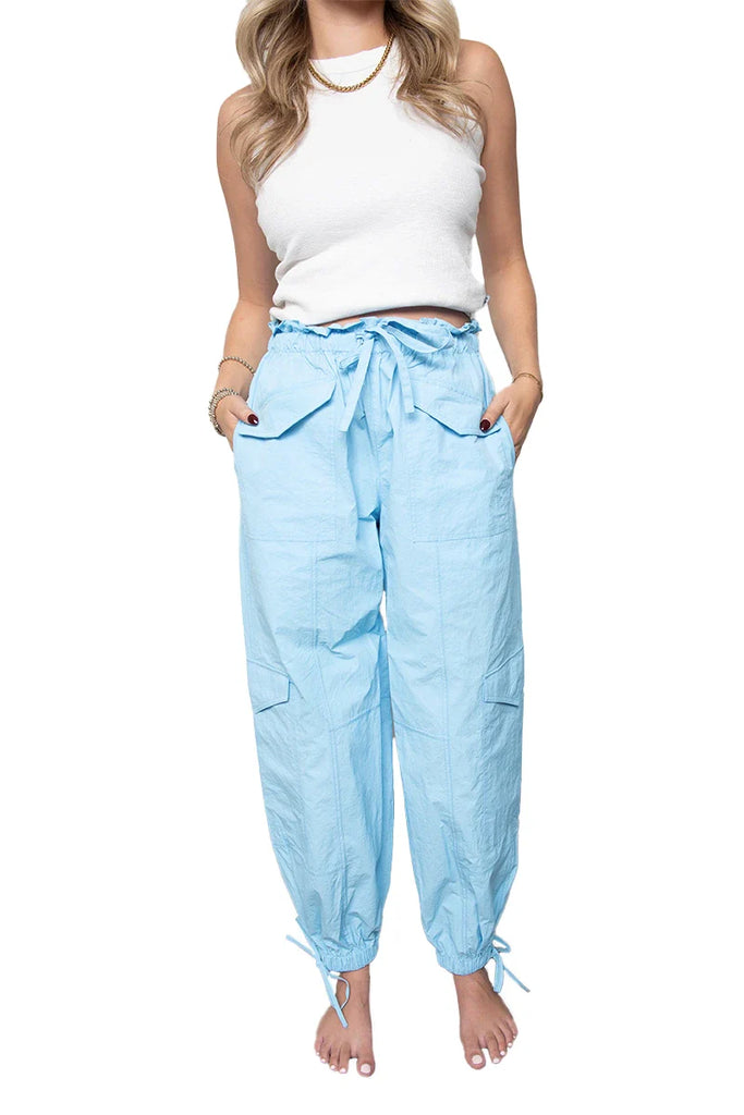 Light Blue Cargo Parachute Pants - Katydid.com
