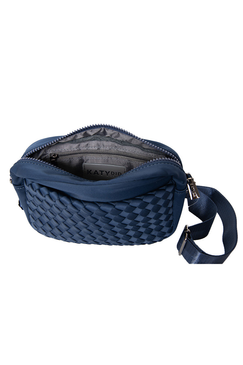 Navy Small Woven Crossbody Bag | Katydid