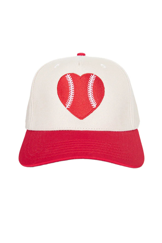 Red Baseball Heart Cap Trucker Vintage