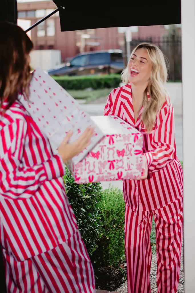 Blush Striped Satin Pajama Set