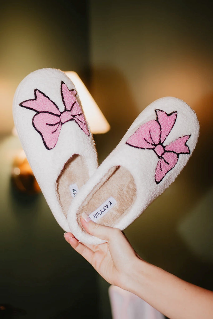 Light Pink Bow Slippers