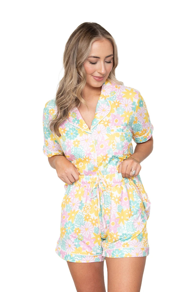 Spring Flowers Pajama Shorts Set
