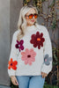 White Floral Warm Fall Stitched Sweater