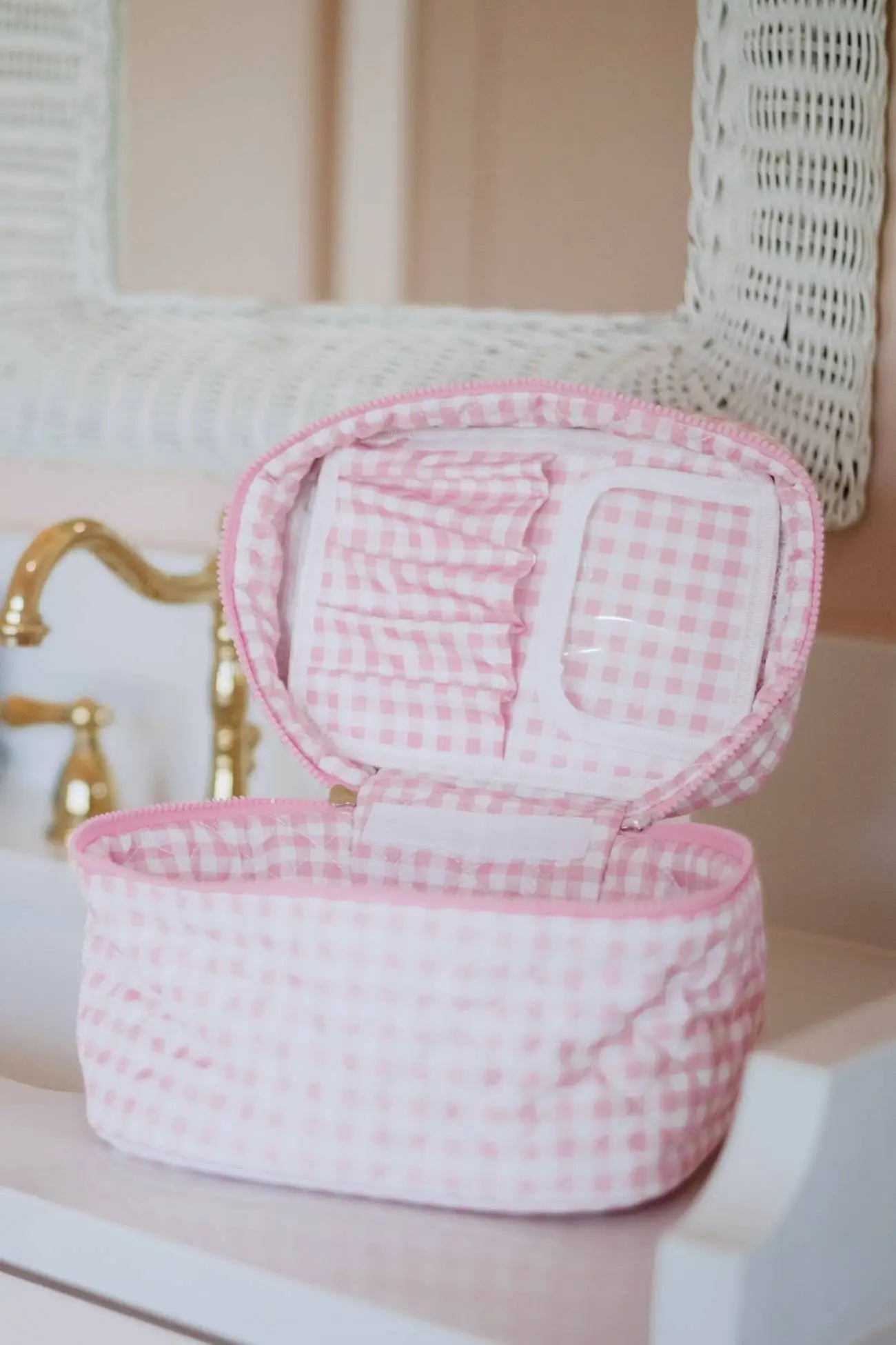 Light Pink Plaid Best Make Up Bag - Katydid.com