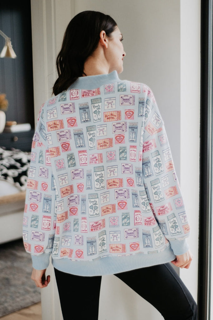 Traveling Matchbook Crewneck Printed Sweatshirt
