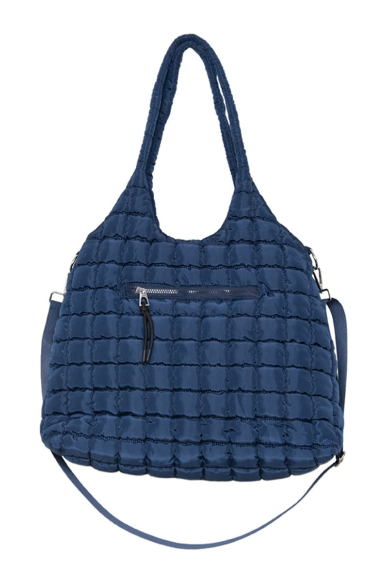 Navy Rectangular Quilted Puffer Tote