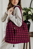 Wine Rectangular Quilted Puffer Tote