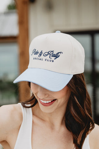 Light Blue Checkered Happy Face Vintage Hat