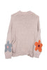 Tan Floral Knit Stitched Sweater