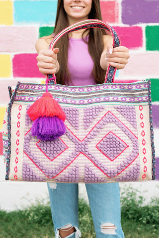 Light Blue Weekender Bag w/ Pass-Thru Slip