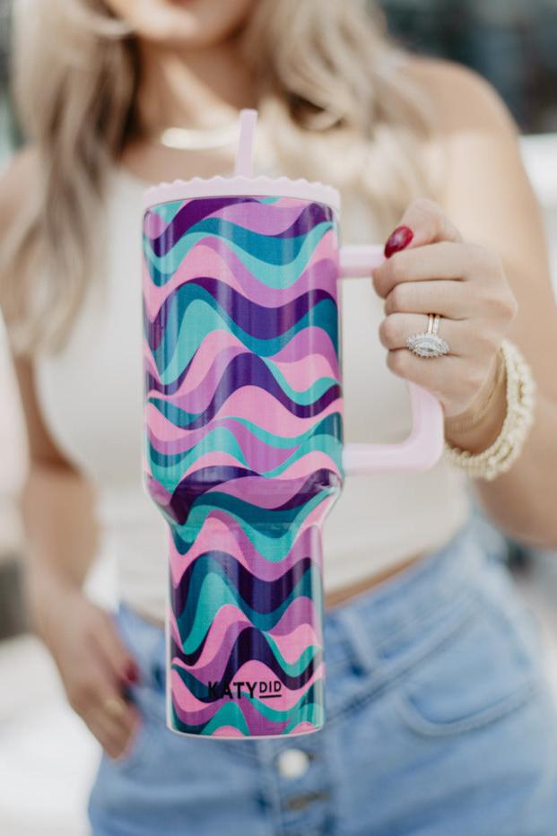 Pink Purple Green Swirl Tumbler Cup