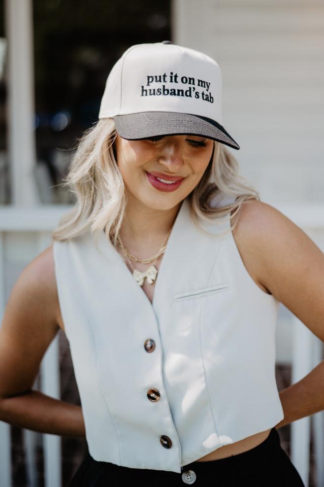 Put It On My Husband's Tab Two-Toned Vintage Hat