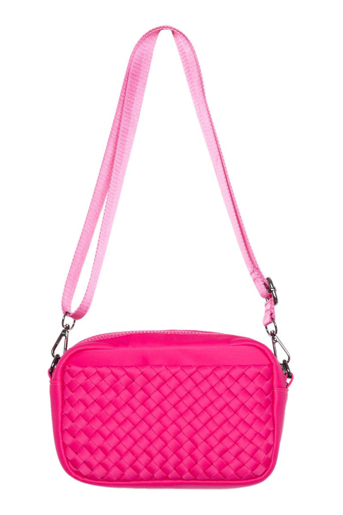 Hot Pink Woven Crossbody Bag