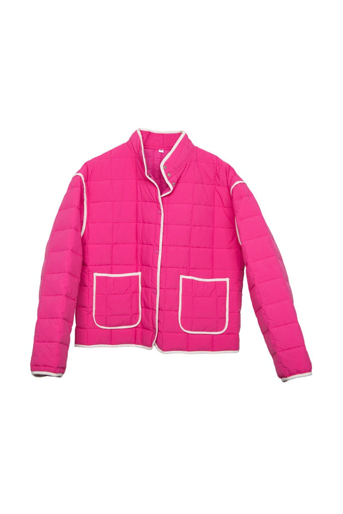 Hot Pink Quilted Trim Jacket