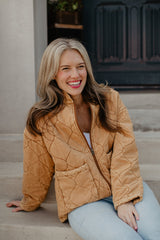 Camel Garment Washed Quilted Jacket