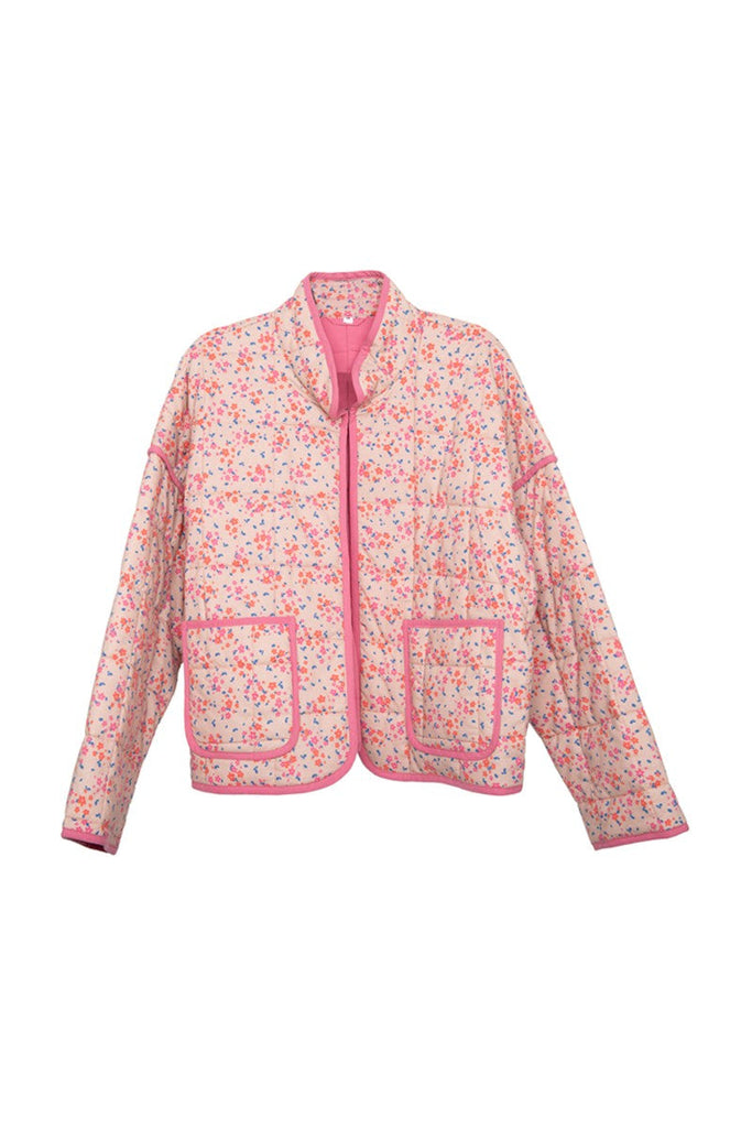 Pink Dainty Floral Lightweight Quilted Jacket for Women