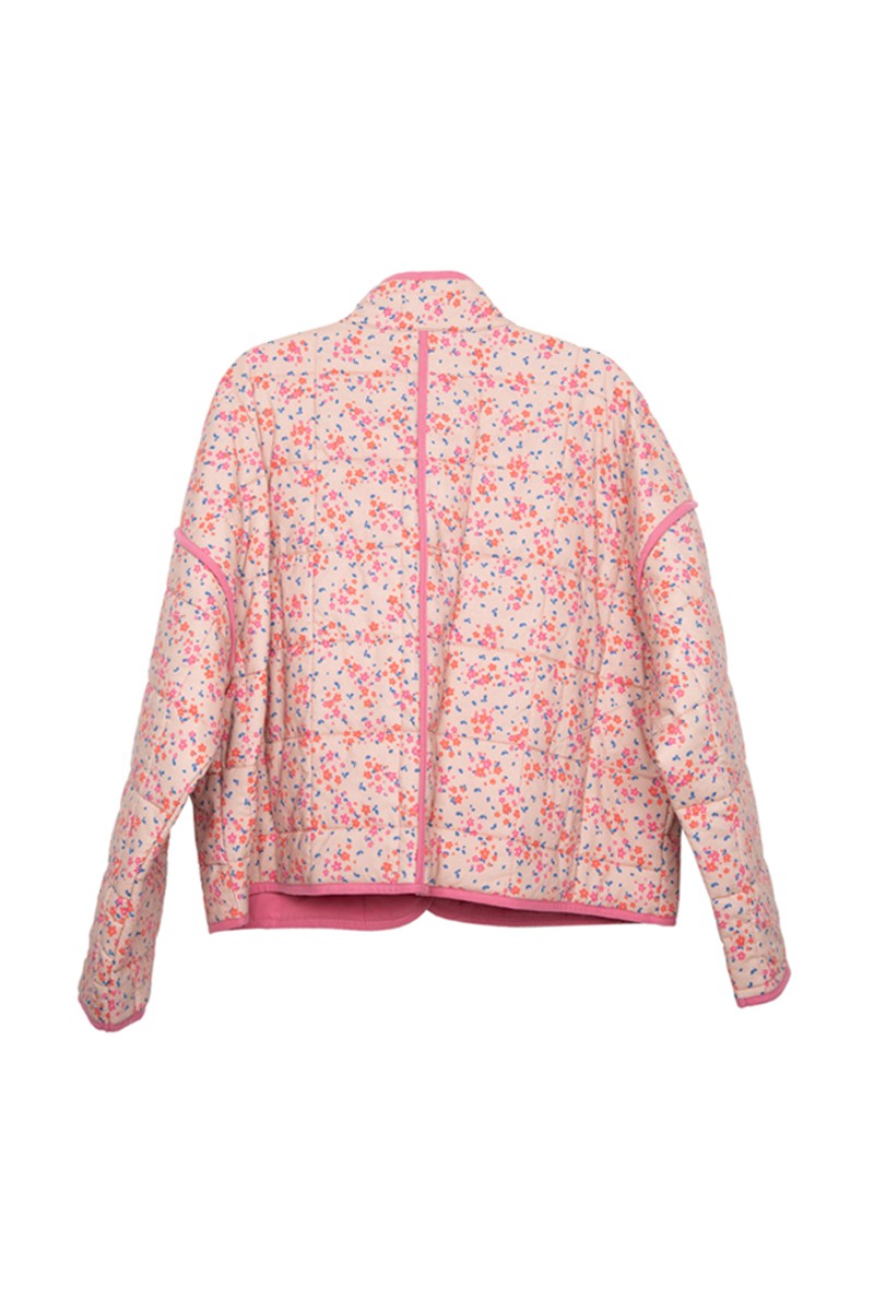 Pink Dainty Floral Lightweight Quilted Jacket for Women