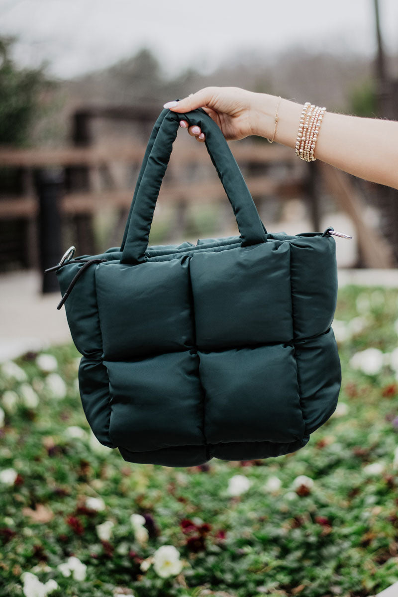Forest Green Women's Mini Puffer Tote