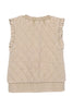 Beige Garment Washed Quilted Ruffle Sleeve Vests