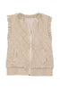 Beige Garment Washed Quilted Ruffle Sleeve Vests