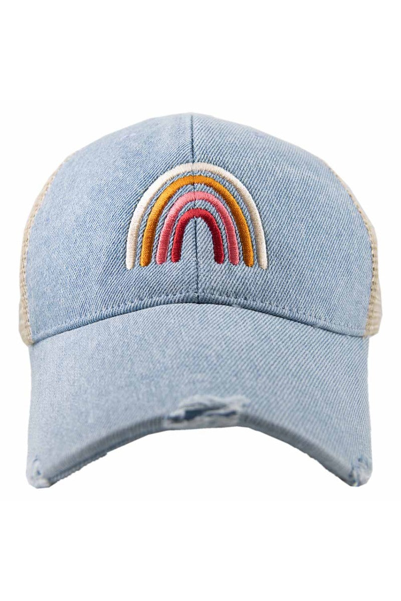 Rainbow Denim Trucker Hat for Women