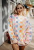 Retro Multicolored Checkered All Over Print Sweatshirt