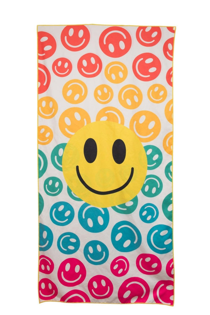 Happy Face Repeat Pattern Reversible Quick Dry Towel