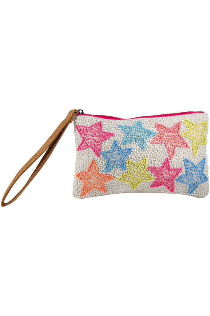 Star Beaded Women's Wristlet w/ Leather Strap